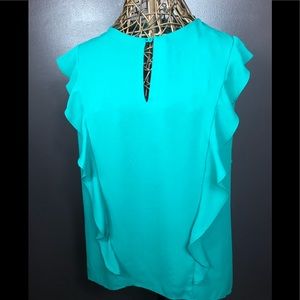 Cremieux Ladies Green Ruffle Blouse Size L